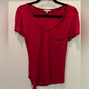 Charlotte Russe Red Short Sleeve V-Neck Top